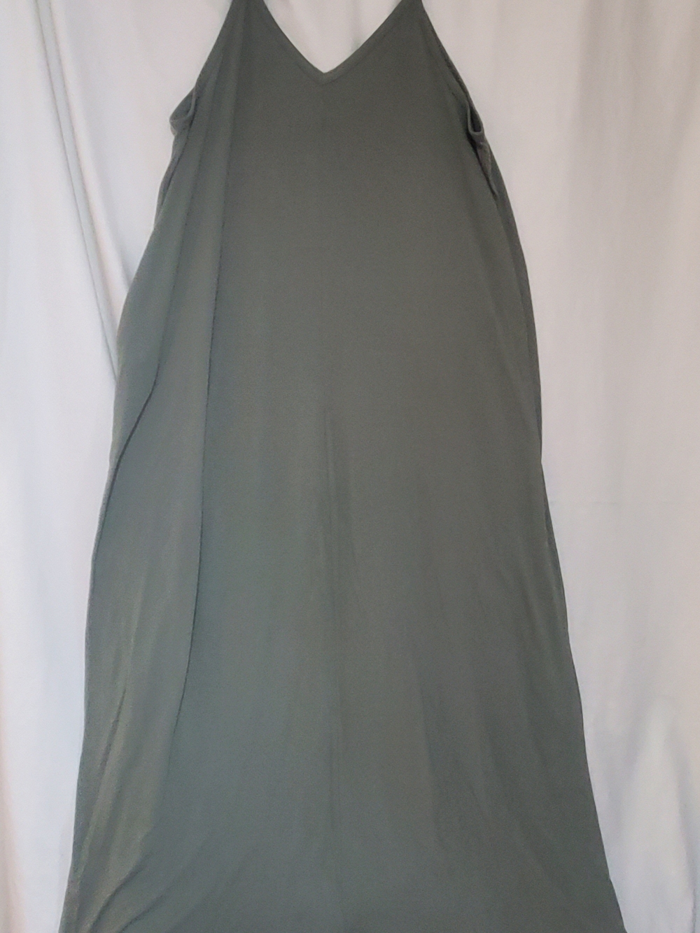 Zenana Outfitters Olive Green V-Neck Maxi Slip Dress